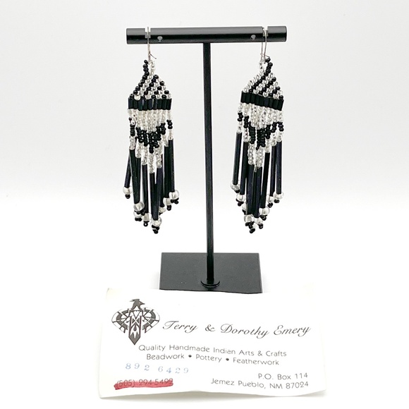 Vintage Terry & Dorthy Emery Handmade Beaded Dangle Earrings - Picture 1 of 2